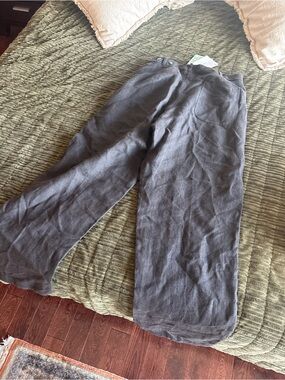 LEJ London Classic Linen-Blend Pants — Charcoal